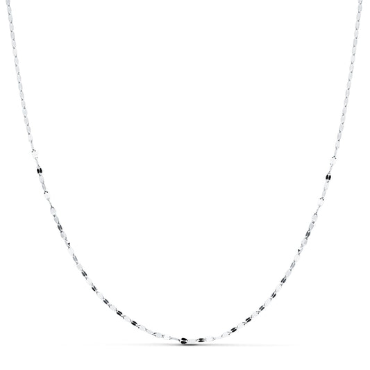 18K Cadena Maciza Oro Blanco Diamantada 45Cm 1.2 Mm