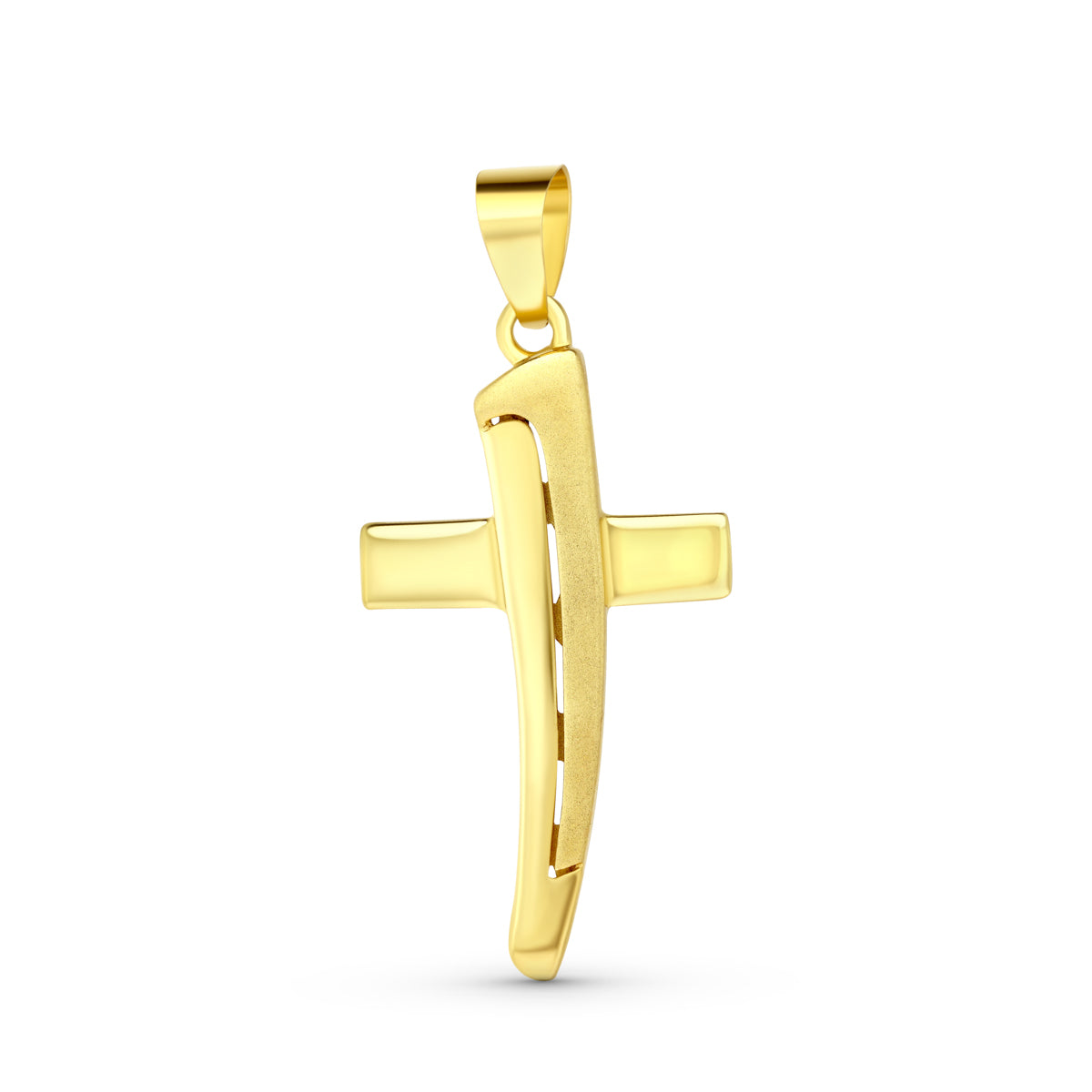18K Cruz Mate Y Brillo 40X22 Mm