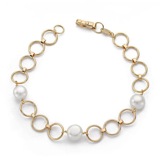 18K Pulsera Oro Amarillo Comunion Perla Cultivada Redonda 18Cm