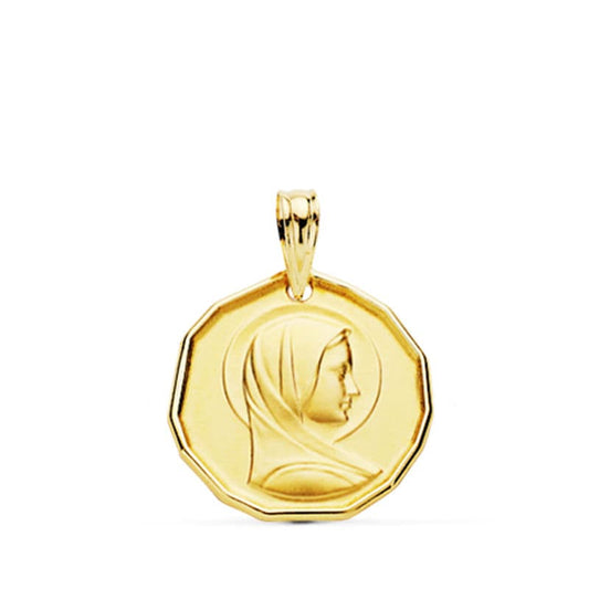 9K Medalla Oro Amarillo Maria Francesa 16 Mm