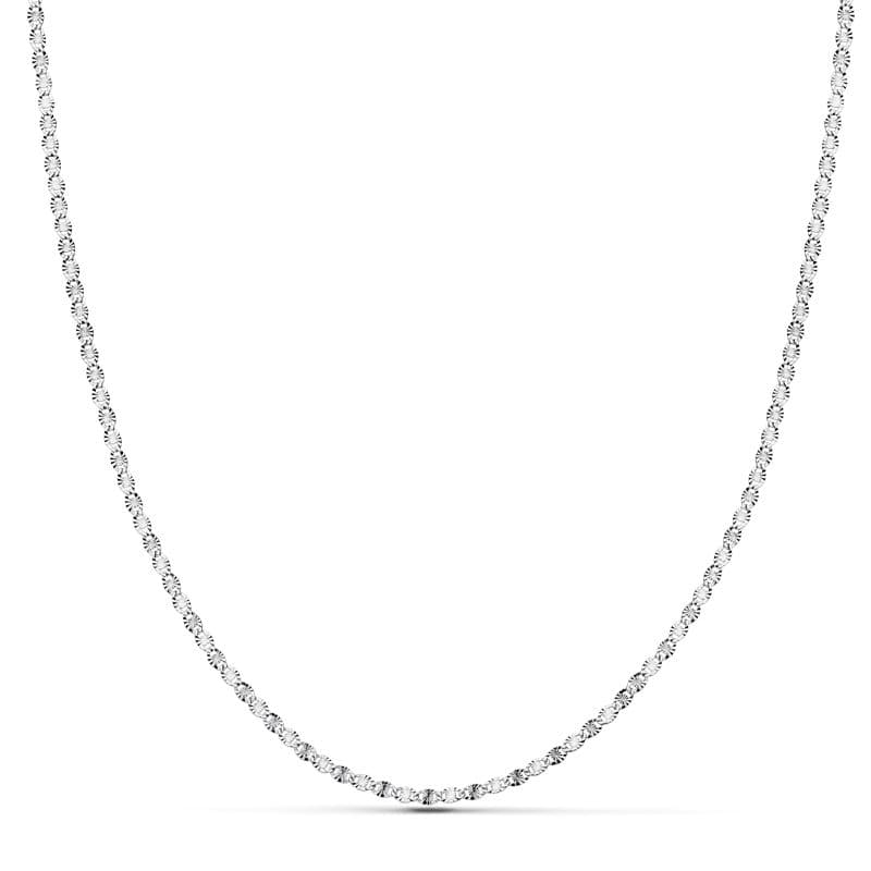 18K Cadena Oro Blanco Maciza Diamantada 50Cm 1.5 Mm