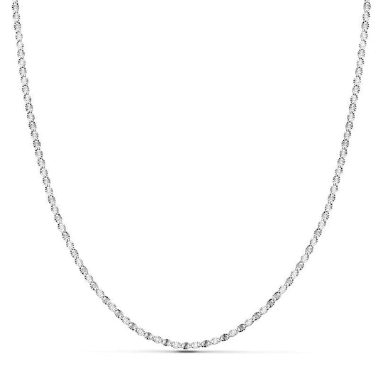 18K Cadena Oro Blanco Maciza Diamantada 50Cm 1.5 Mm
