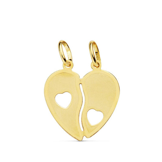 18K Colgante Oro Amarillo Corazon Partido 15X15 Mm