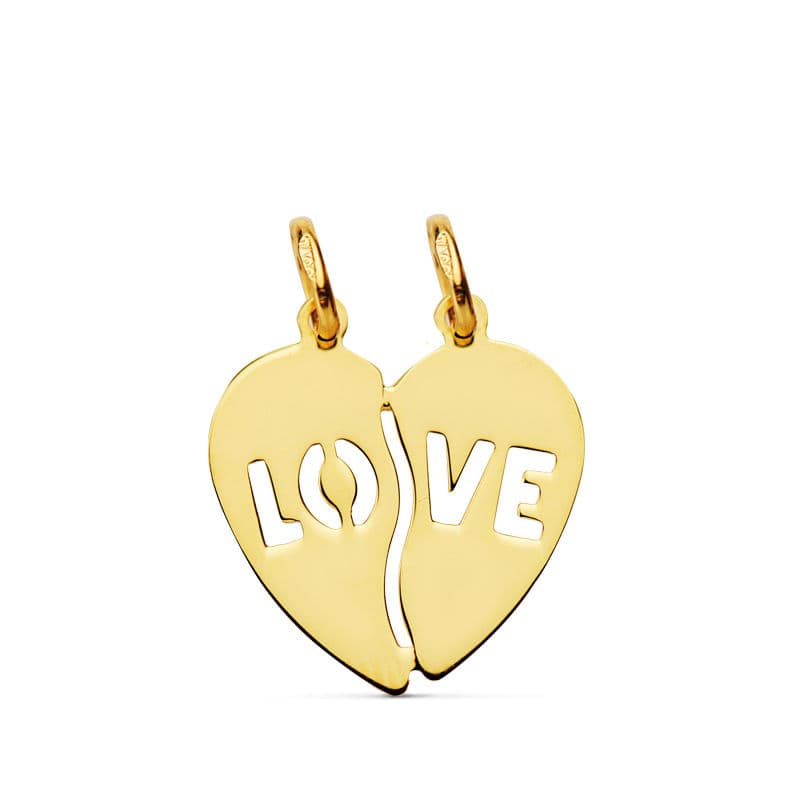 18K Colgante Oro Amarillo Corazon Love. 15X15 Mm