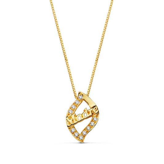 18K Gargantilla Oro Amarillo Madre Circonita Cadena 44 Cm