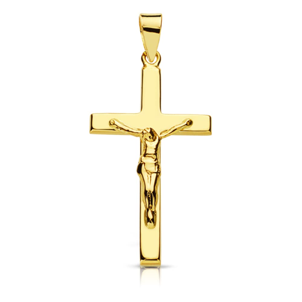 18K Cruz Oro Amarillo Con Cristo. 27X15 Mm