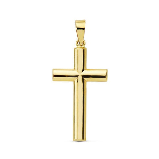 18K Cruz Oro Amarillo Lisa Palo Oval. 25X15 Mm