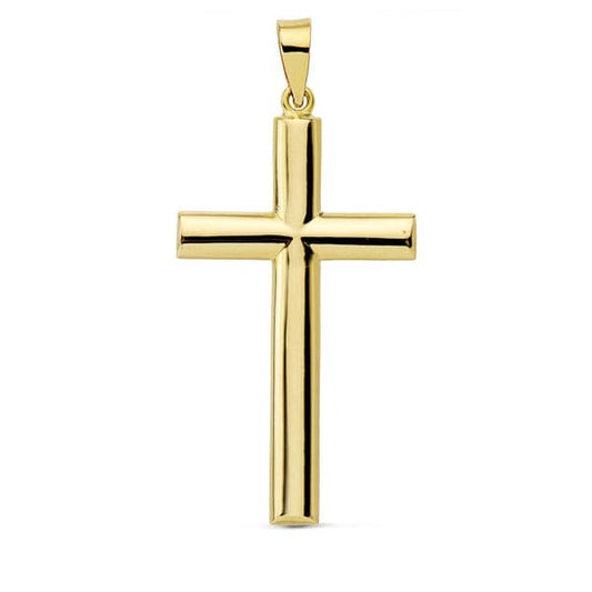 18K Cruz Oro Amarillo Lisa Palo Oval. 31X17 Mm