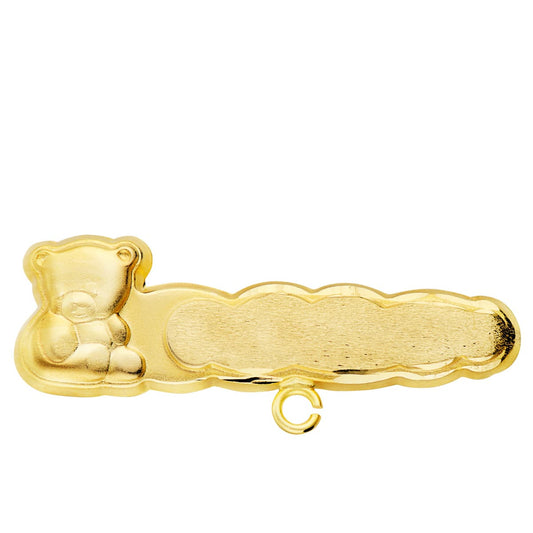 18K Alfiler Oro Amarillo Oso Tallado 27X9 Mm