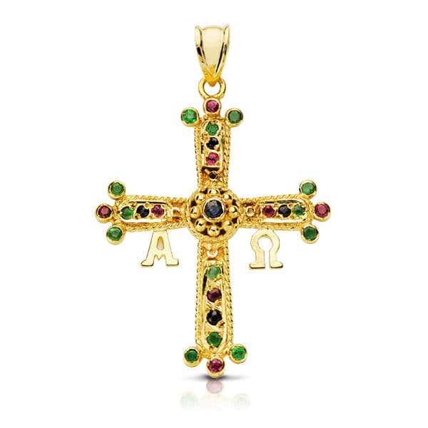 18K Cruz De Covadonga Amarillo Mediana 33X27 Mm