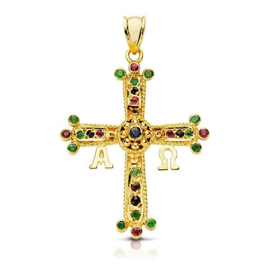18K Cruz De Covadonga Amarillo Mediana 33X27 Mm