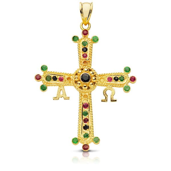18K Cruz De Covadonga Oro Amarillo Grande 40X34 Mm