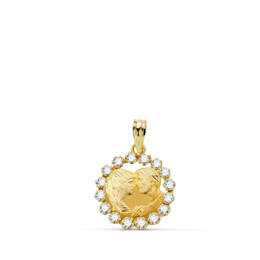 18K Colgante Oro Amarillo Enamorados 16X14 Mm