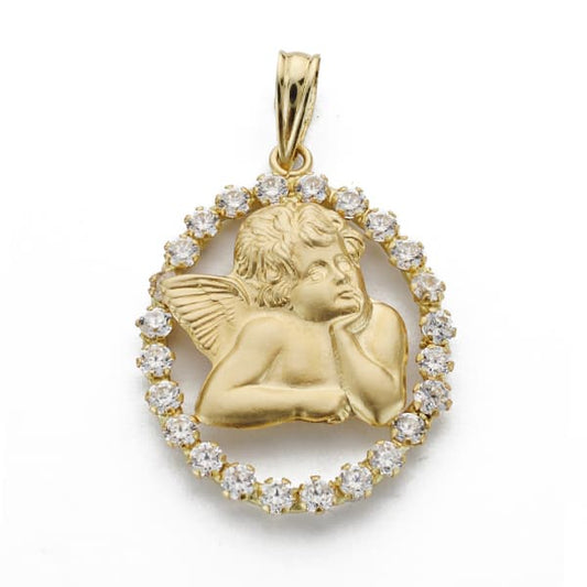 18K Medalla Silueta Oro Amarillo Angel Oval. 24X18 Mm