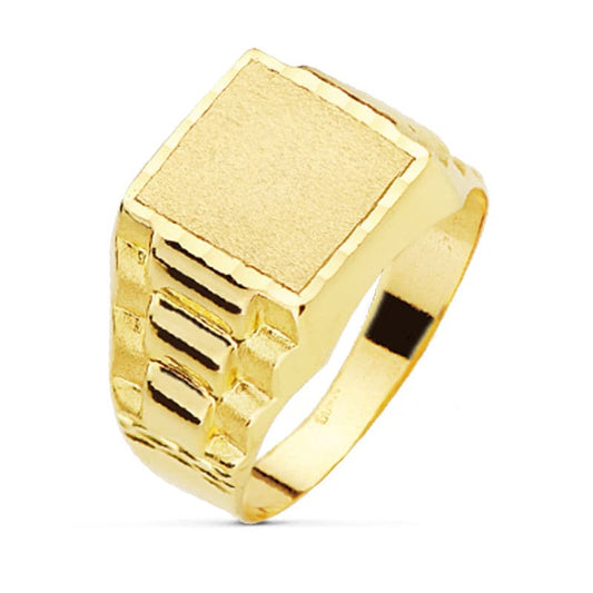 18K Sello Oro Amarillo Cadete Hueco. Zona Grabado 9 X 9 Mm