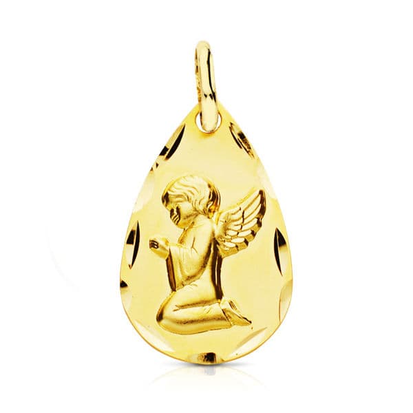 18K Medalla Oro Amarillo Angel 19X11 Mm