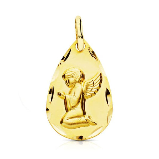 18K Medalla Oro Amarillo Angel 19X11 Mm