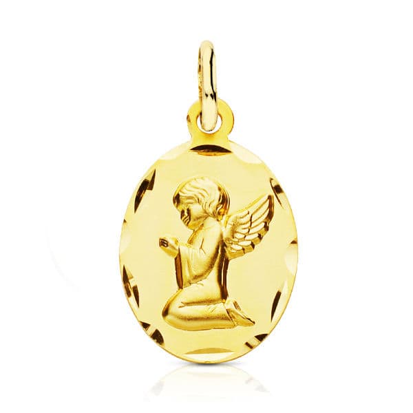 18K Medalla Oro Amarillo Angel 19X12 Mm