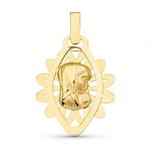 18K Medalla Oro Amarillo Virgen Niña 24X19 Mm