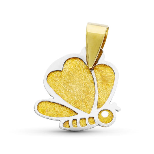 18K Colgante Oro Bicolor Mariposa Laser