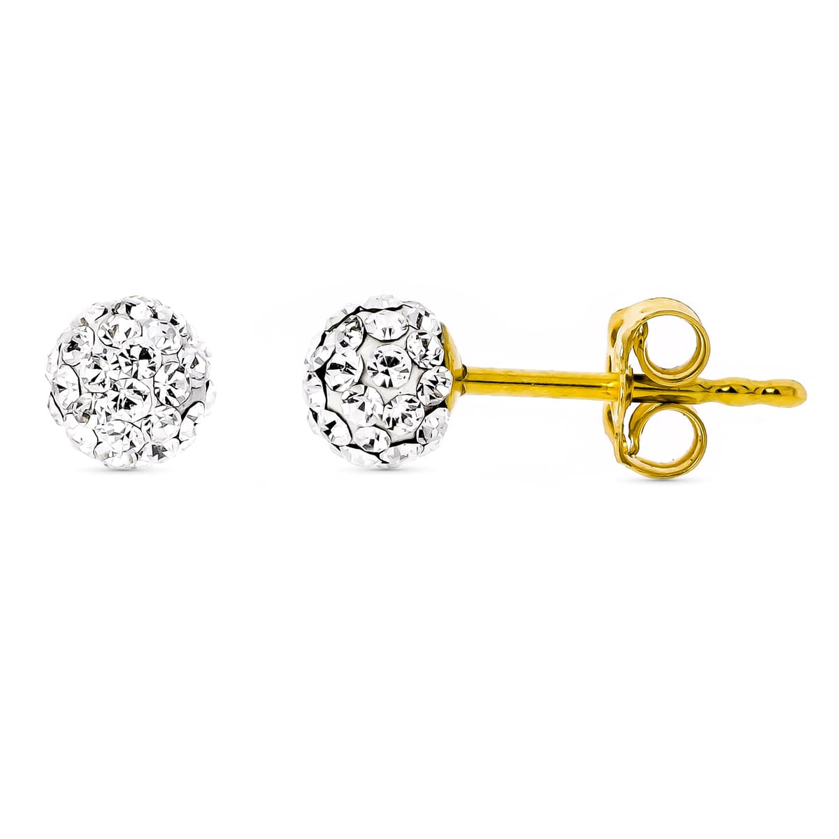 9K Pendientes Oro Amarillo Circonita 5 Mm Cierre Presion
