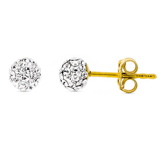 9K Pendientes Oro Amarillo Circonita 5 Mm Cierre Presion
