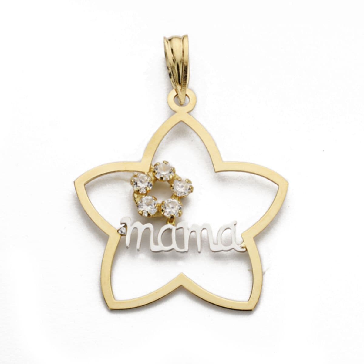 18K Colgante Bicolor Flor Mama