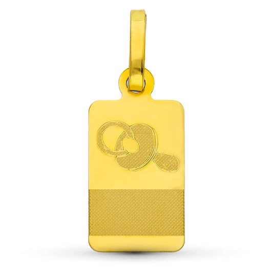 18K Placa Chapa Oro Amarillo Bebe Chupete. 16X8 Mm
