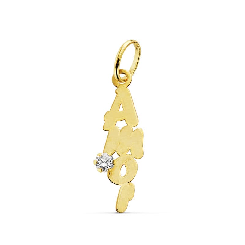 18K Colgante Oro Amarillo Amor Circonita 19X6 Mm
