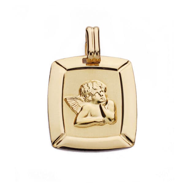 18K MEDALLA ORO AMARILLO ANGEL BURLON LASER 20X17 MM