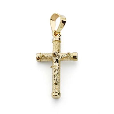 9K Cruz Oro Amarillo Cristo 19X11 Mm