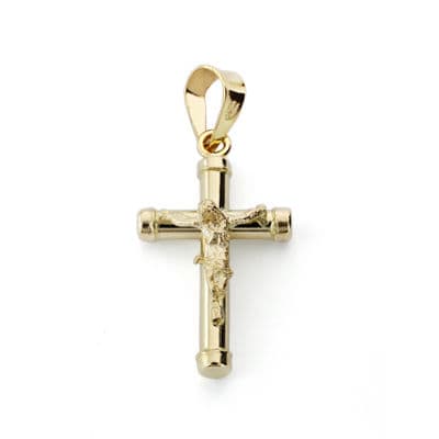 9K Cruz Oro Amarillo Cristo 18X10 Mm