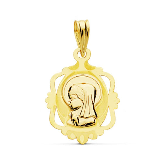 18K Medalla Oro Amarillo Virgen Niña 20X14 Mm