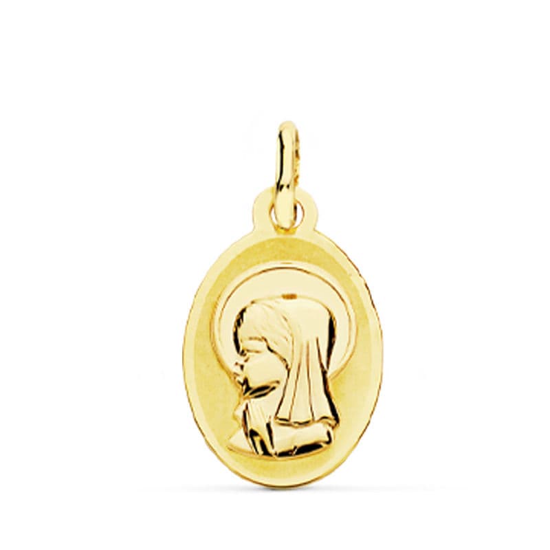 18K MEDALLA ORO AMARILLO VIRGEN NIÑA OVAL. 17X10 MM