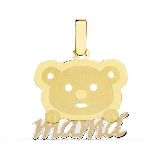 18K Colgante Bicolor Mama Oso. 21X17 Mm