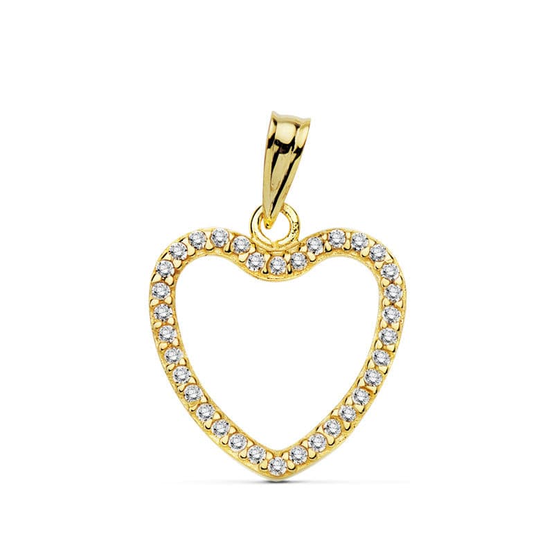 18K Colgante Oro Amarillo Corazon Circonita 16X16 Mm