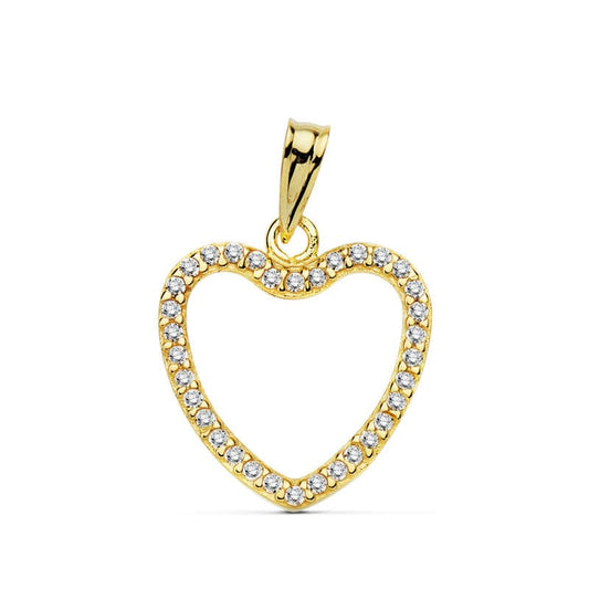 18K Colgante Oro Amarillo Corazon Circonita 16X16 Mm
