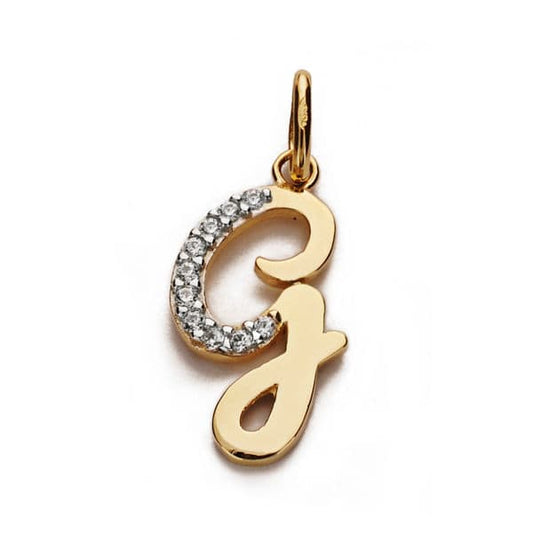 9K Colgante Oro Amarillo Letra G Circonita 18X9 Mm
