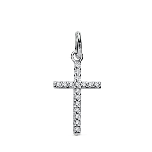 9K Cruz Oro Blanco Circonita 18X10 Mm