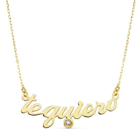 18K Collar Oro Amarillo " Te Quiero " 45Cm Circonita