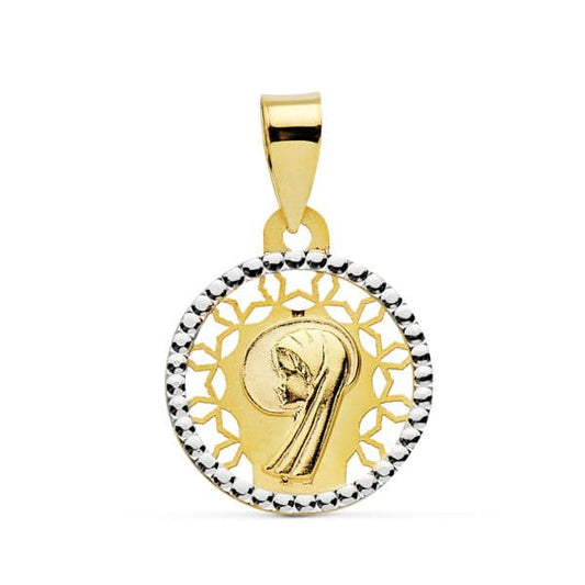 18K MEDALLA ORO AMARILLO VIRGEN NIÑA BICOLOR 14 MM