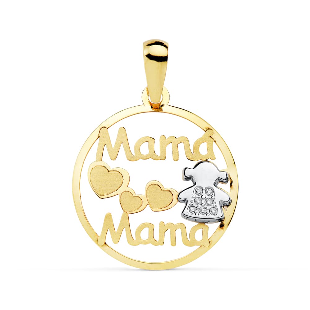 9K Colgante Mama Bicolor Niña 18 Mm