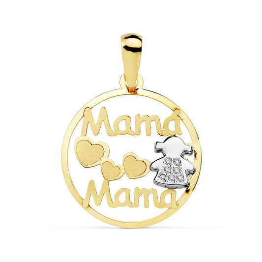 9K Colgante Mama Bicolor Niña 18 Mm