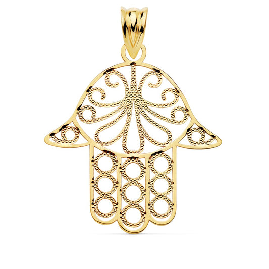 9K Colgante Oro Amarillo Mano De Fatima 24X19 Mm