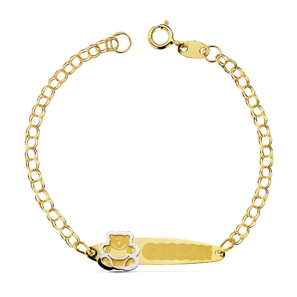 18K Pulsera Esclava Oro Amarillo Húngara Oso