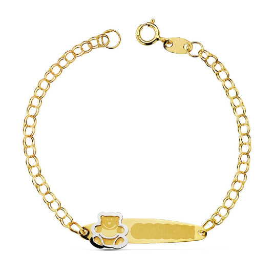 18K Pulsera Esclava Oro Amarillo Húngara Oso