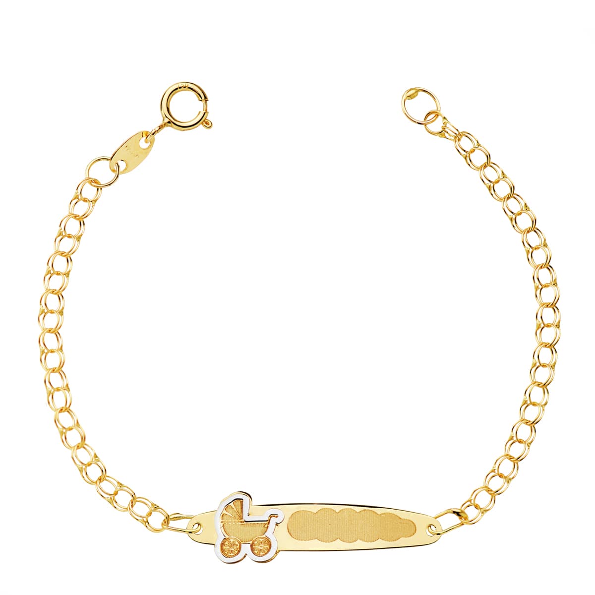 18K Pulsera Esclava Húngara Carrito Oro Amarillo 13.5Cm
