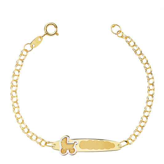 18K Pulsera Esclava Húngara Carrito Oro Amarillo 13.5Cm
