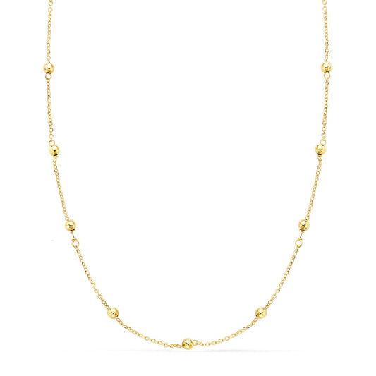 18K Cadena Oro Amarillo Maciza Con Bolas Lisas 3Mm 50Cm