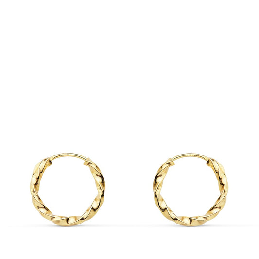 18K Aros Oro Amarillo Huecos Galloneados. 12X1.50 Mm